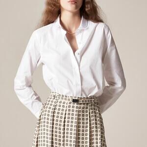 J.Crew Jules Lace Collar Shirt Cotton Poplin White Size 6 NWT